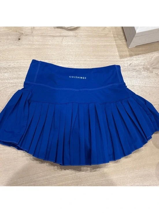 GOLD HINGE MEDITERRANEAN BLUE PLEATED TENNIS SKIRT S - Picture 6 of 7